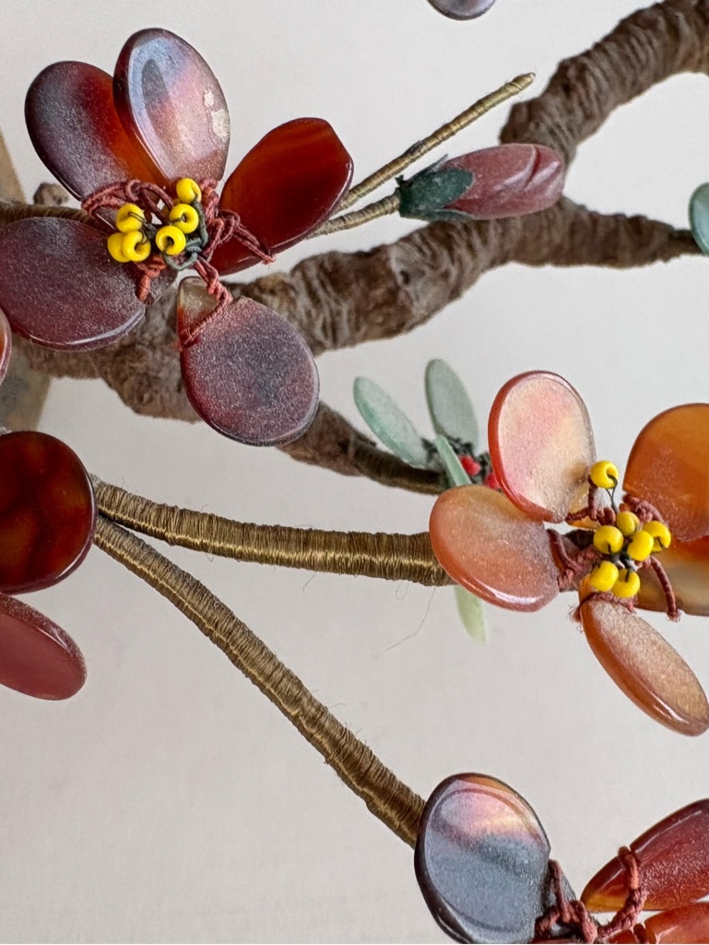 Vintage Jade Multi-Color Gemstone Flower Bonsai Sculpture - Home Art - Picture 11 of 11